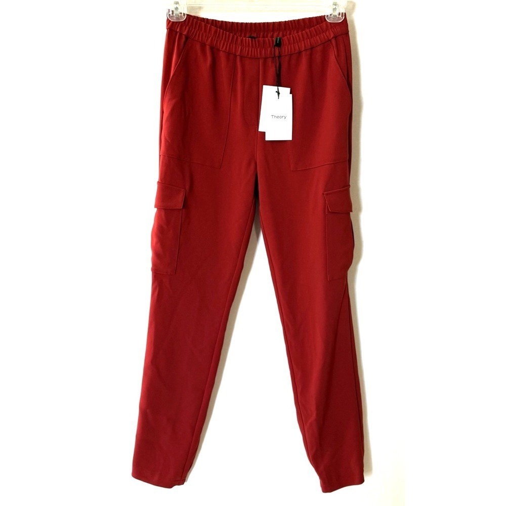 Theory Northsound Cargo Joggers Pants Women 2 Admiral Crepe Red Oak Chic Stylist
